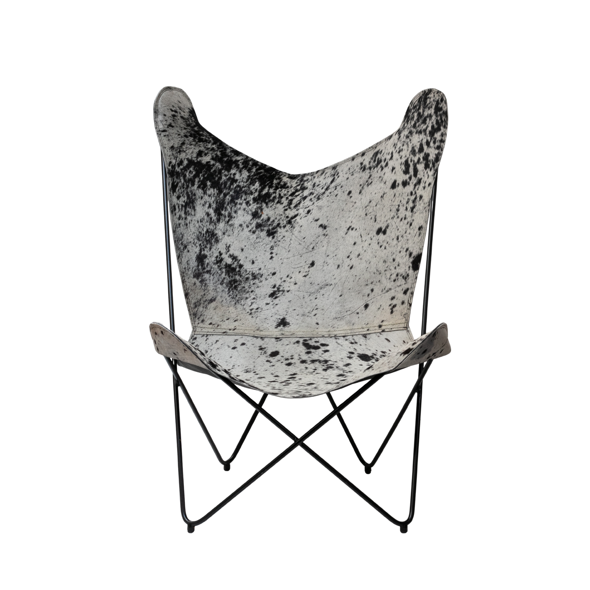Silla mariposa con pelo granizado negro con blanco 2