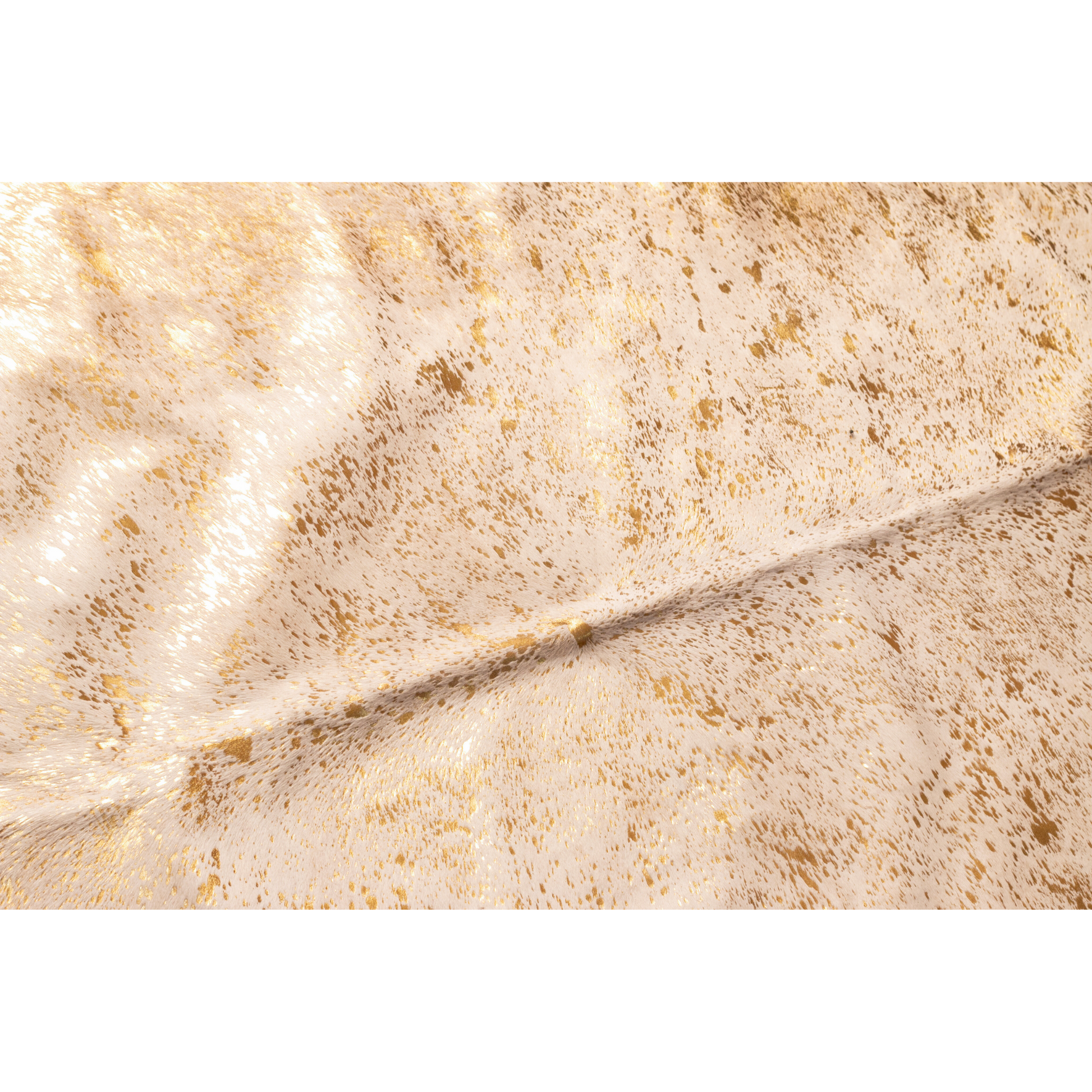 Tapete cuero de pelo blanco con destellos oro