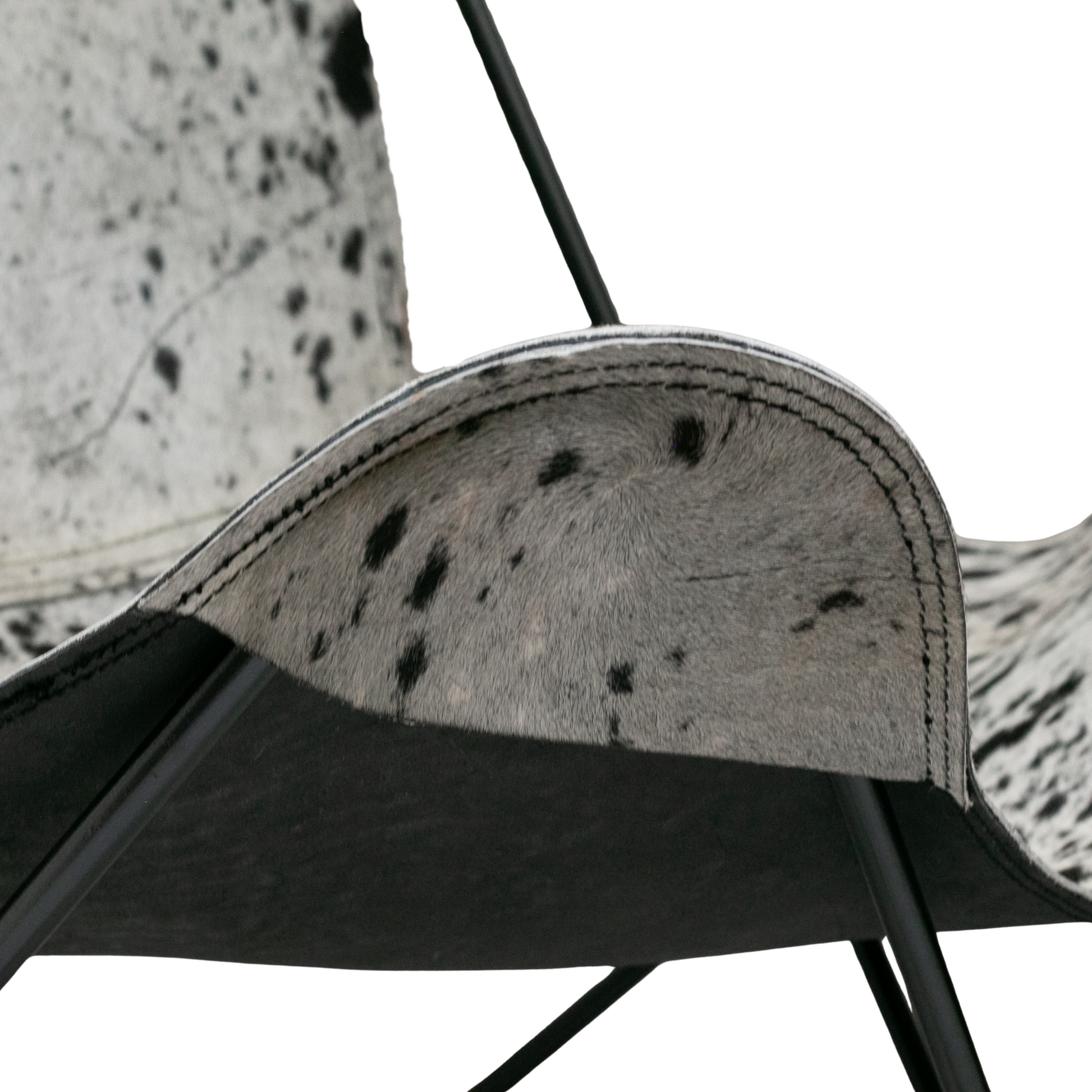 Silla mariposa con pelo granizado negro con blanco 2