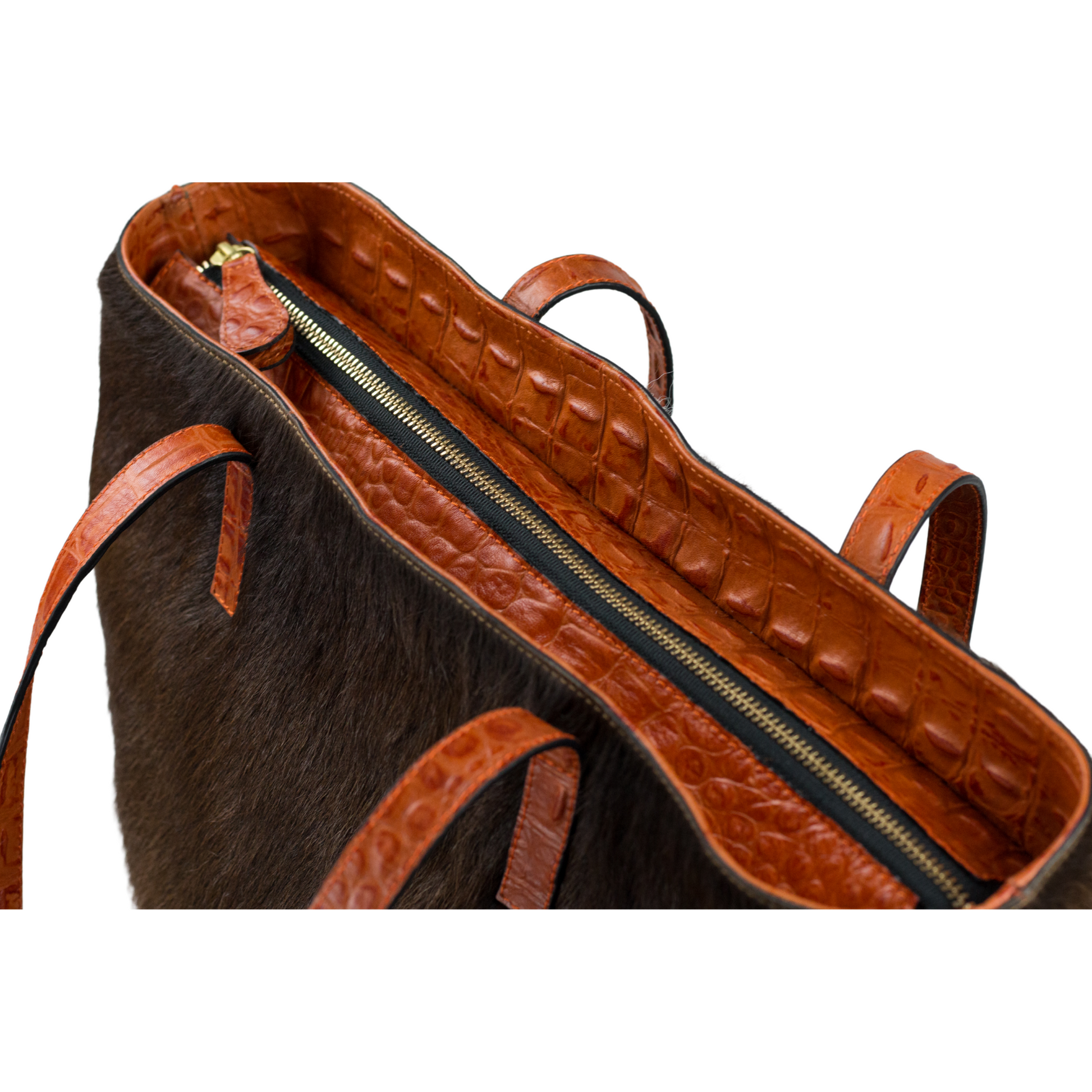 Bolsa April pelo y piel grabada