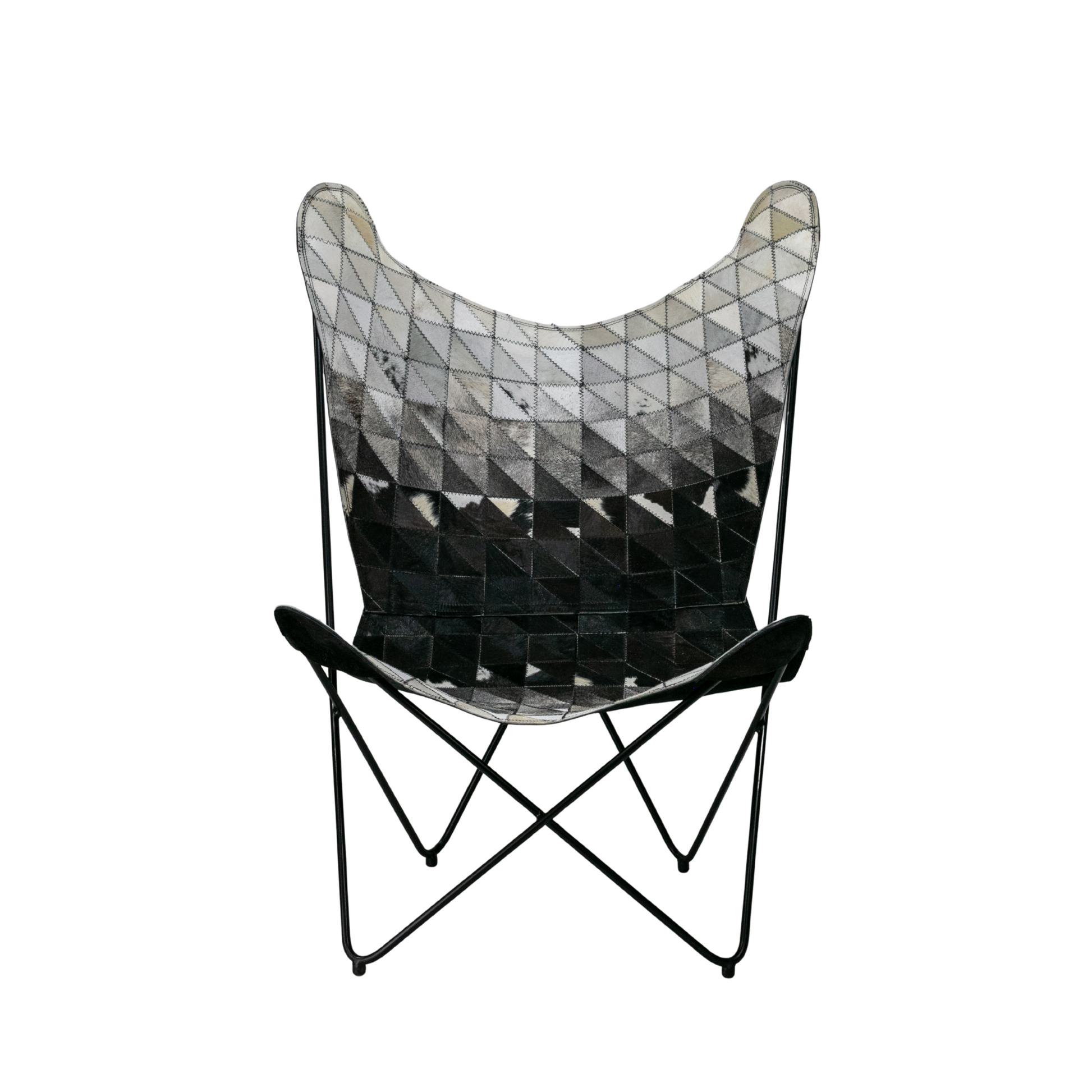 Silla mariposa con pelo efecto degradado blanco y negro