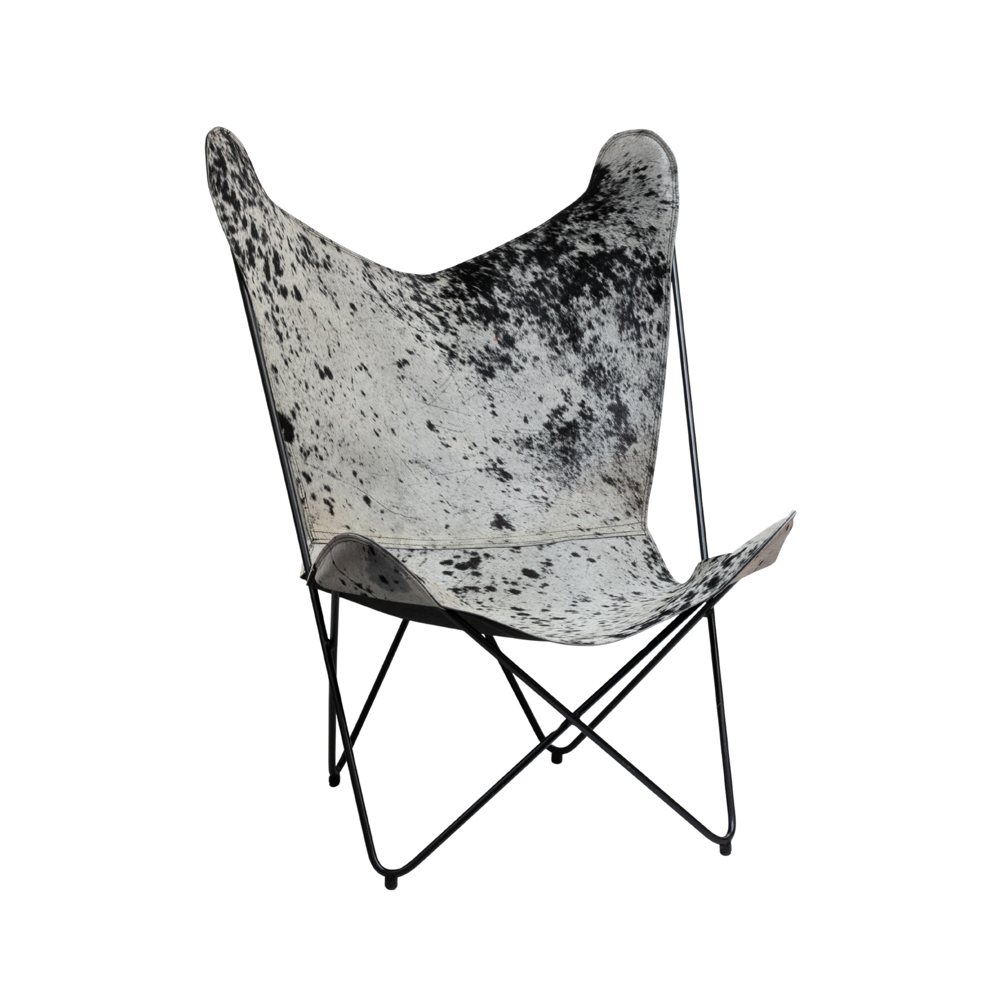 Silla mariposa con pelo granizado negro con blanco 2
