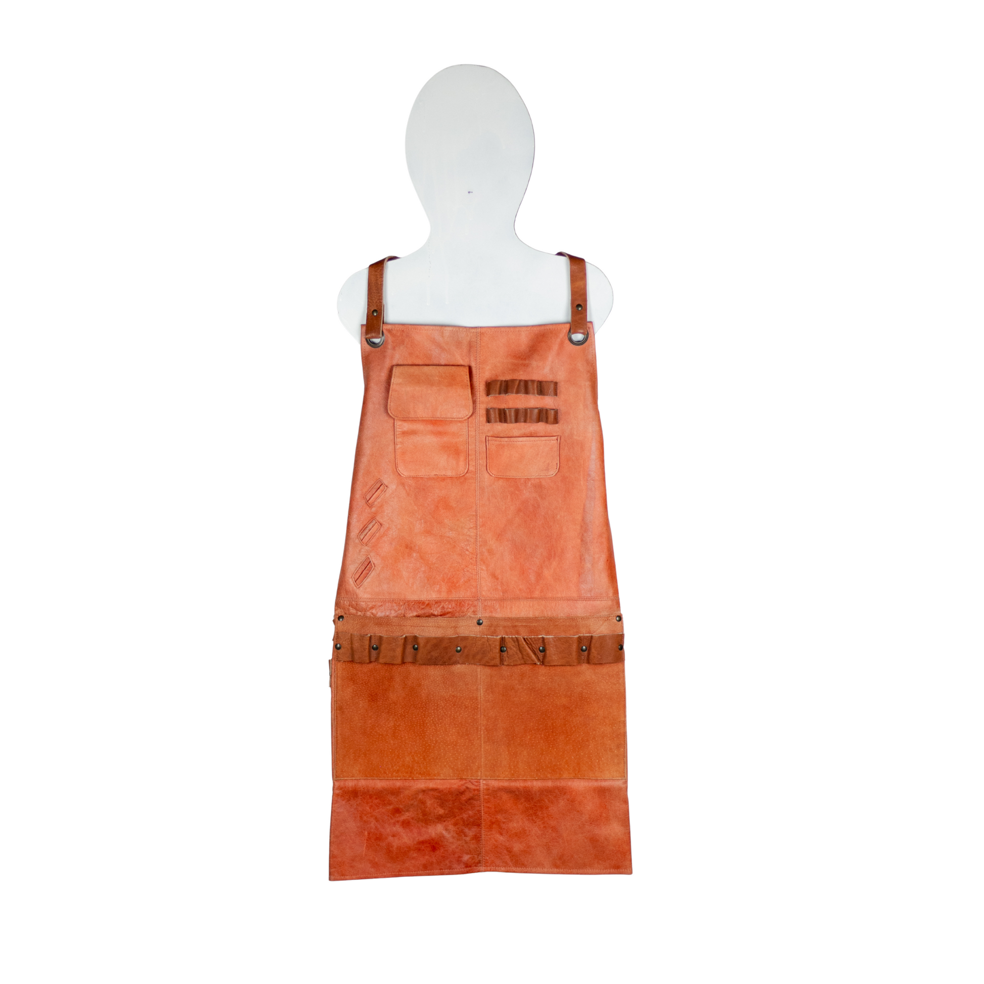 Mandil Herrero naranja y café talla grande