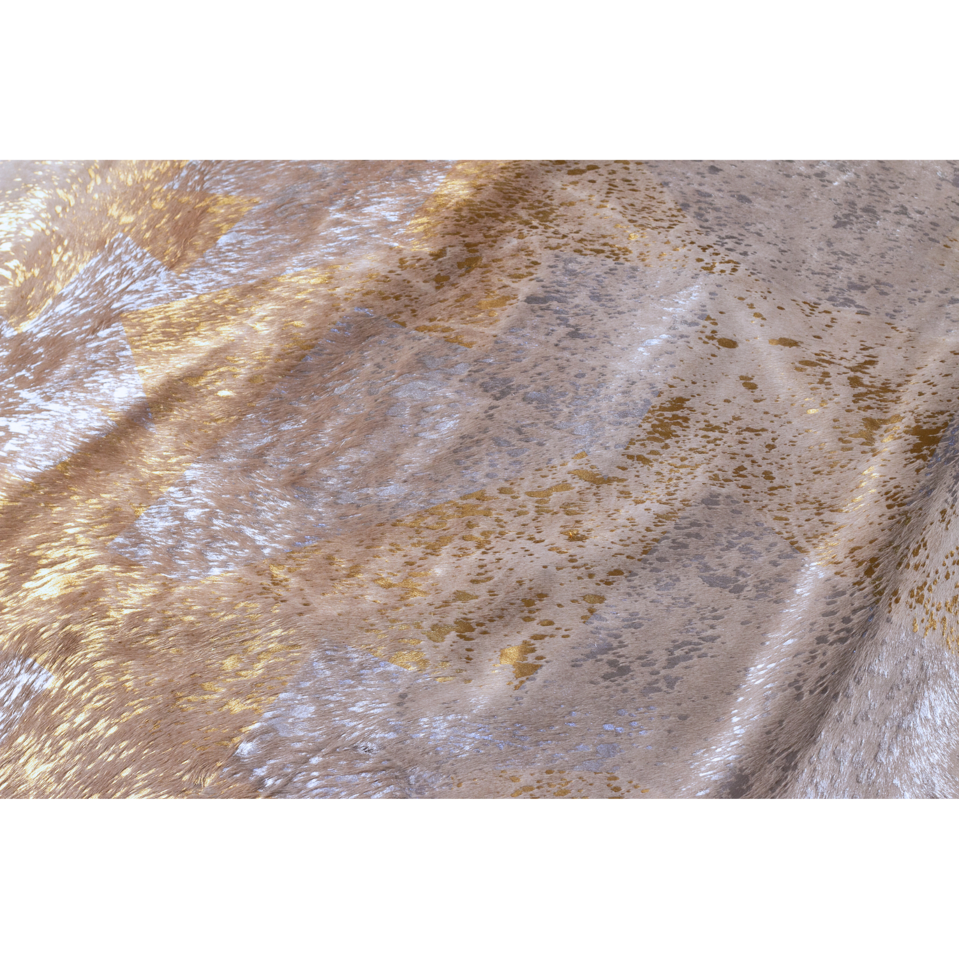 Gold-haired leather rug with gold and silver sparkles