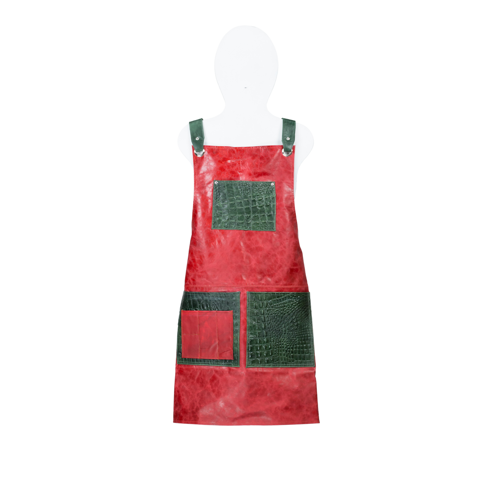 Mandil Mixer rojo / cocodrilo verde mediano