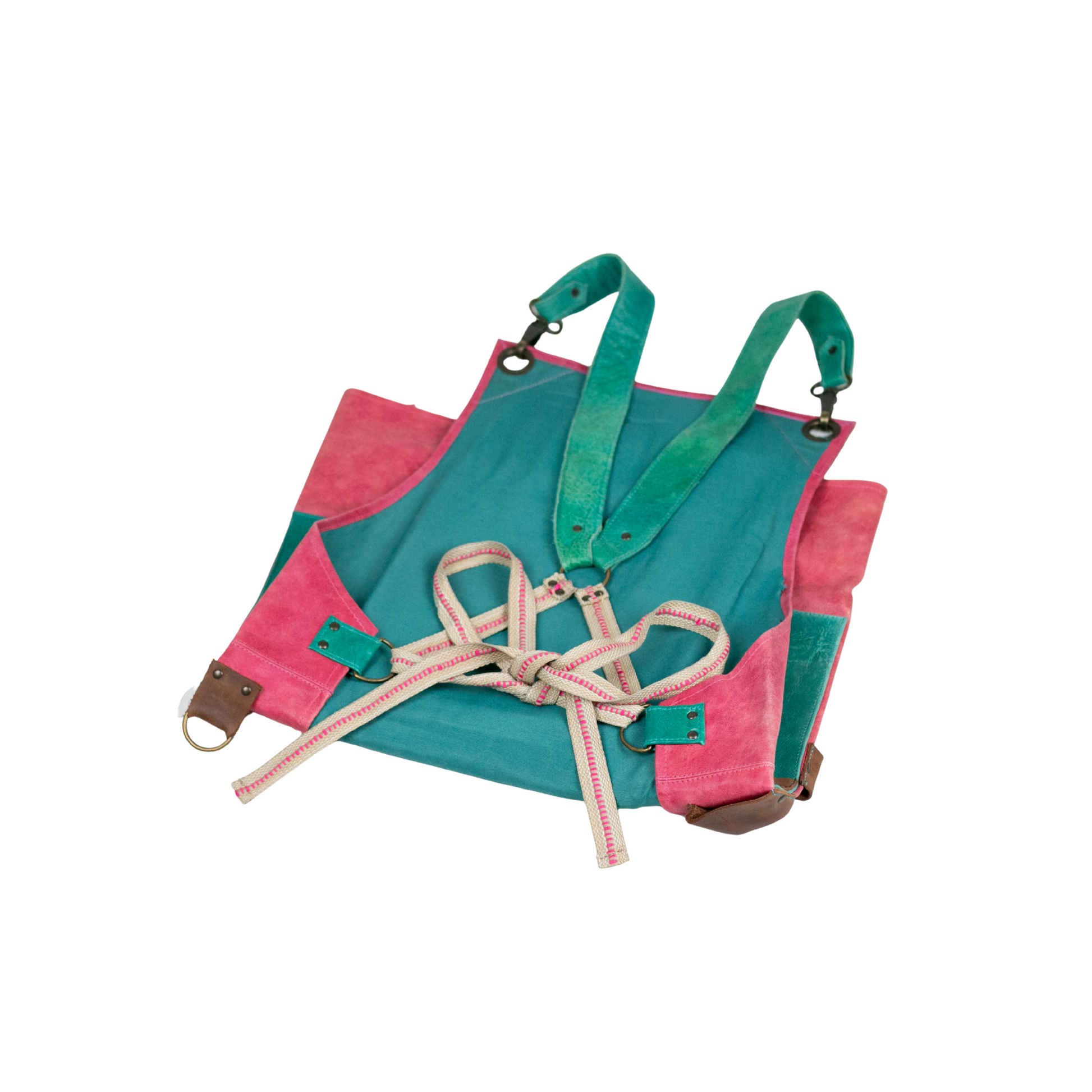 Mandil Herrero rosa y verde aqua talla mediana