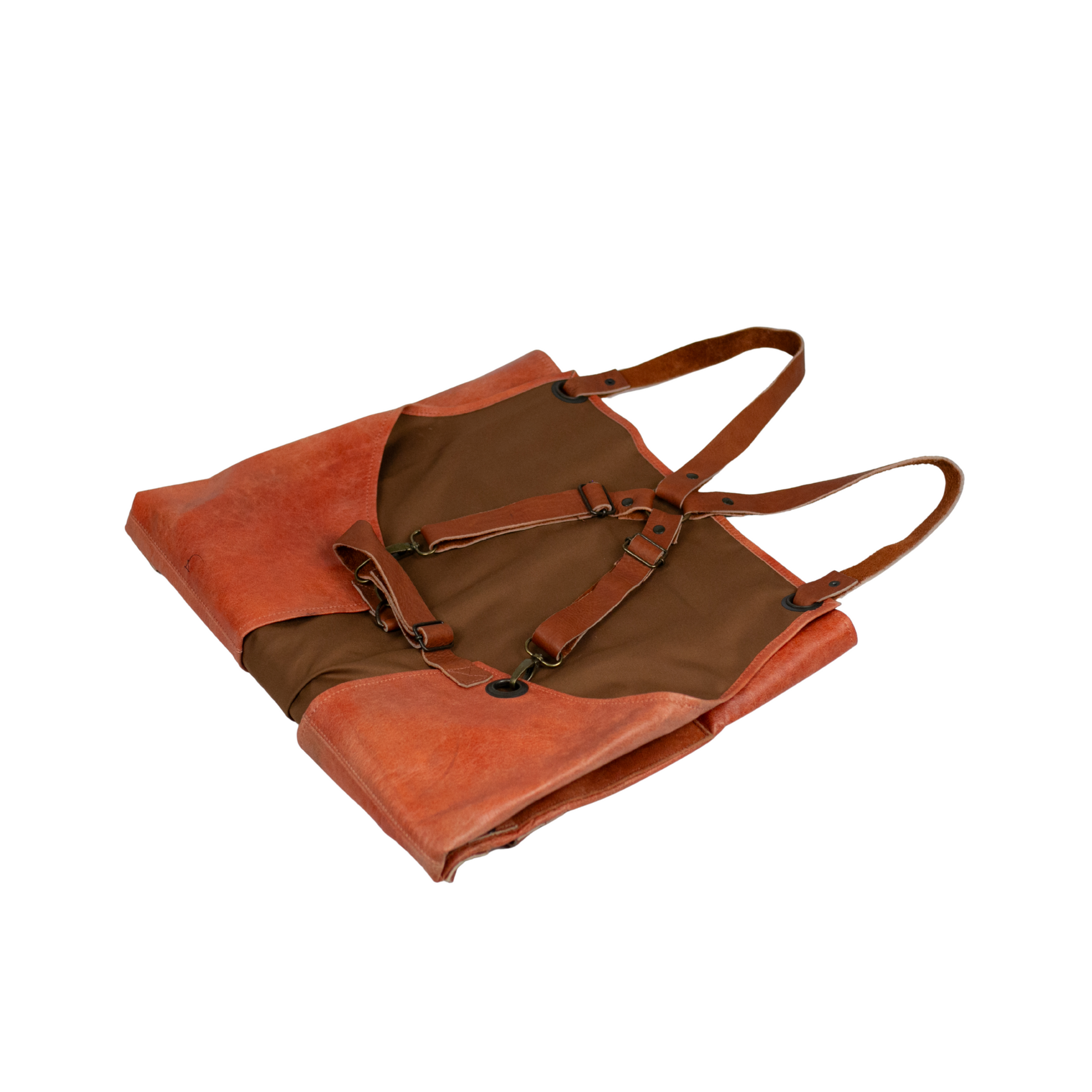 Mandil Herrero naranja y café talla grande