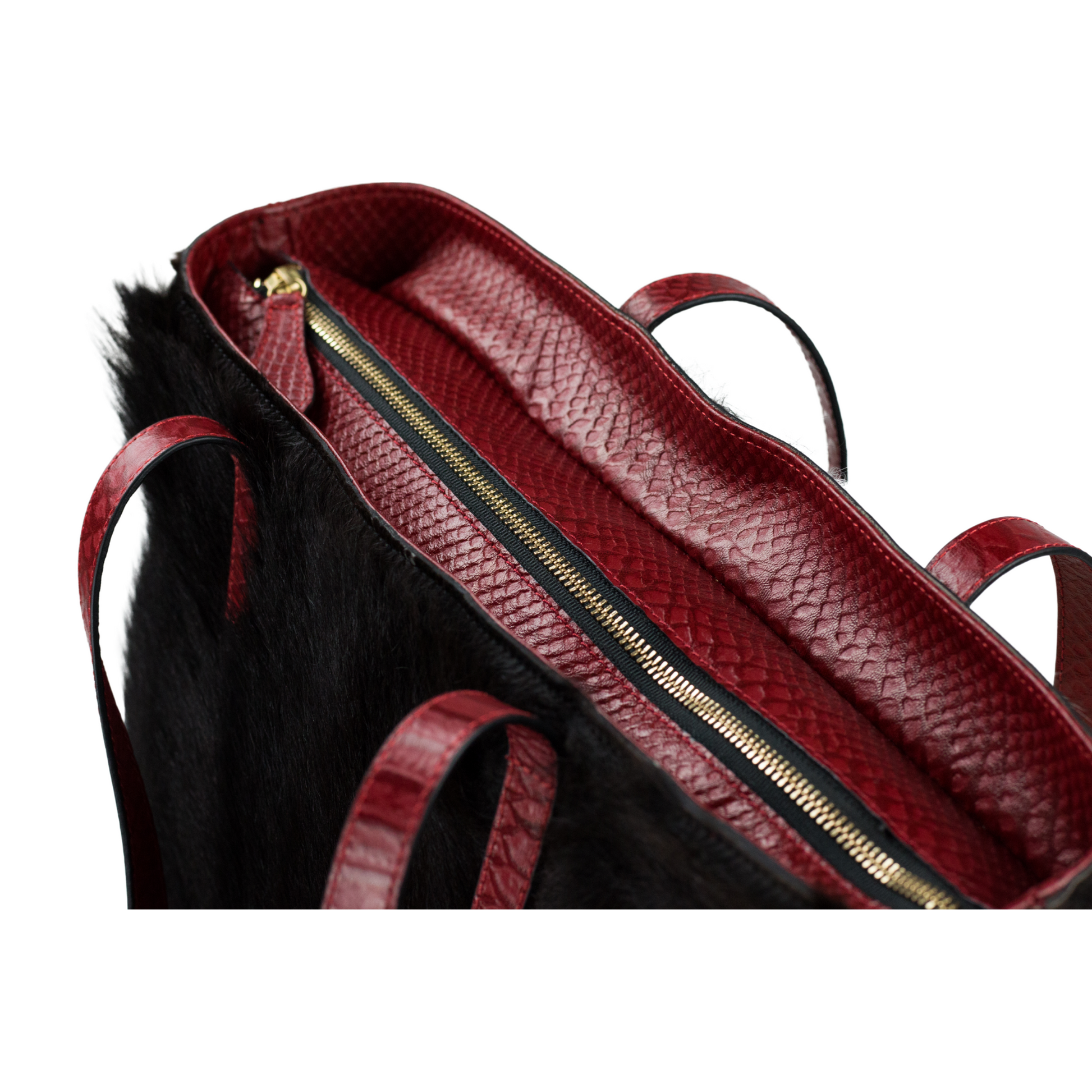 Bolsa April pelo y piel grabada