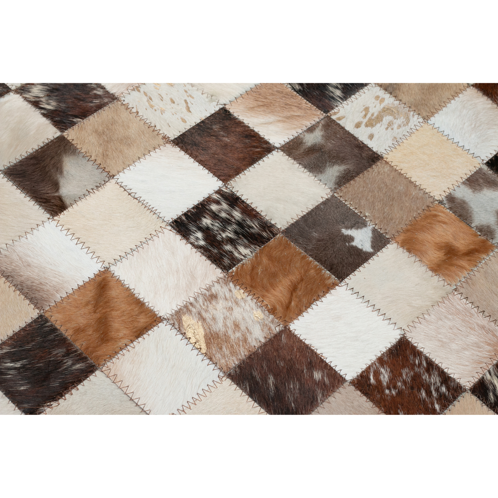 Tapete pie de cama de cuero con pelo multicolor | 63 x 91 cm | Antideslizante