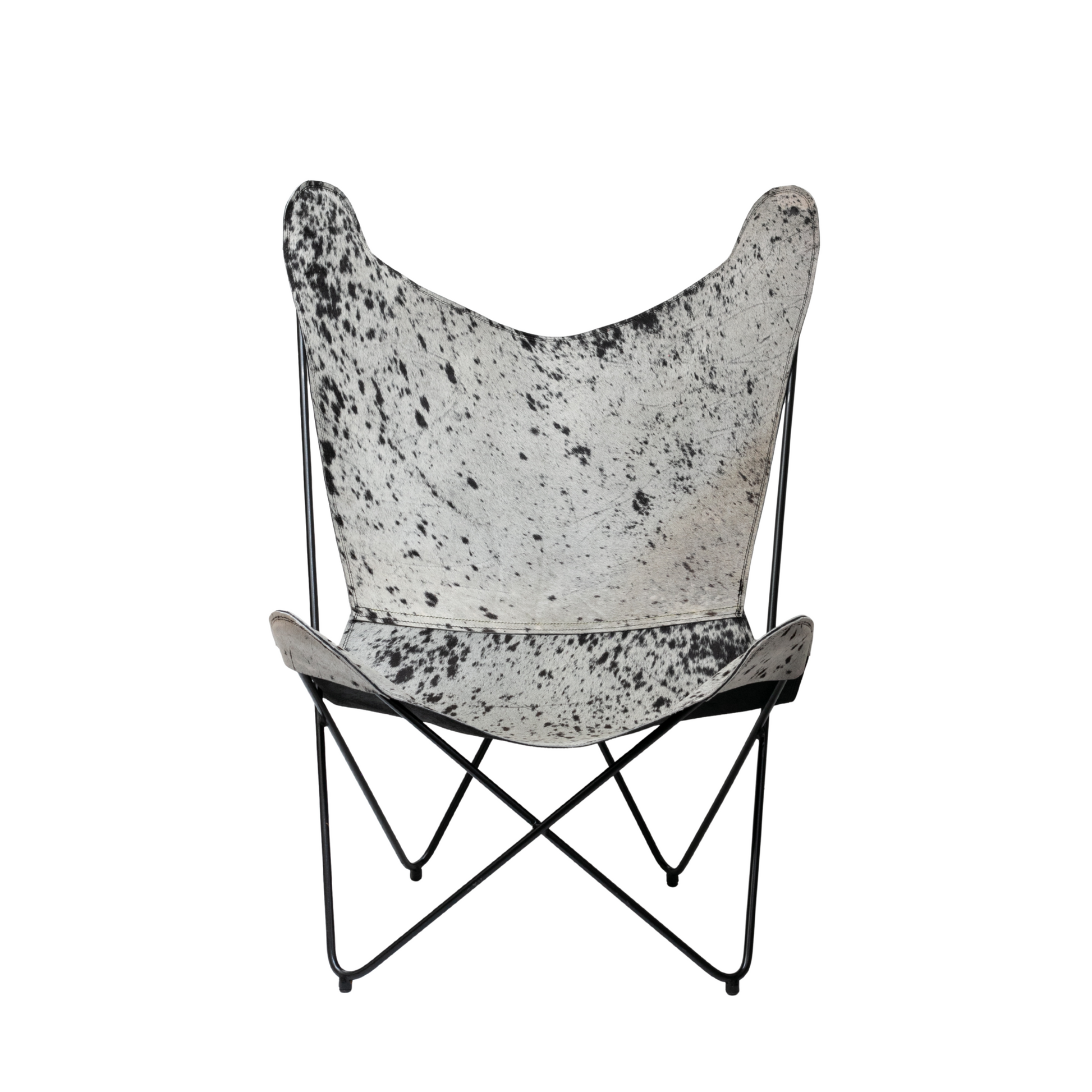 Silla mariposa con pelo granizado negro con blanco
