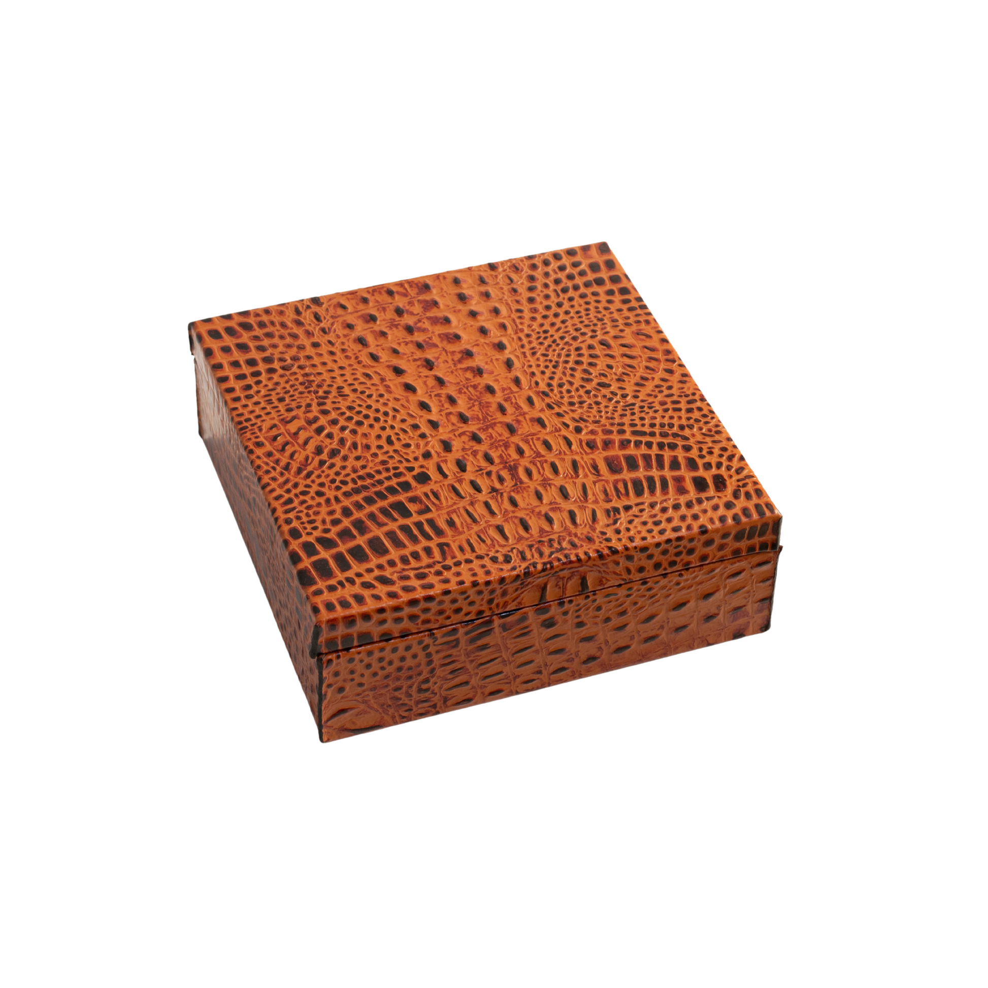 Caja cuadrada cocodrilo naranja