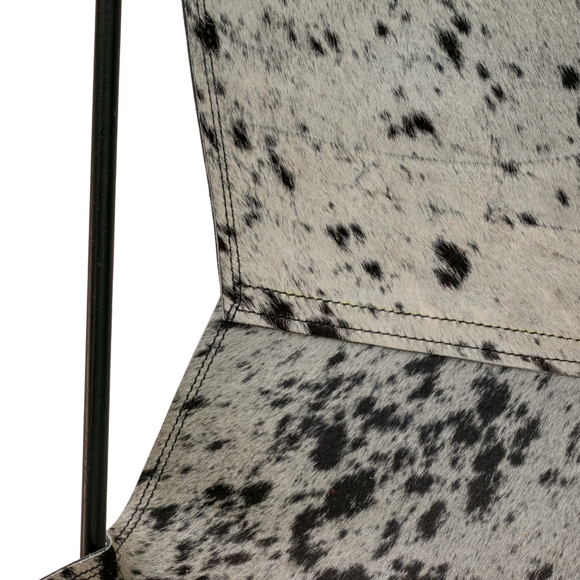Silla mariposa con pelo granizado negro con blanco