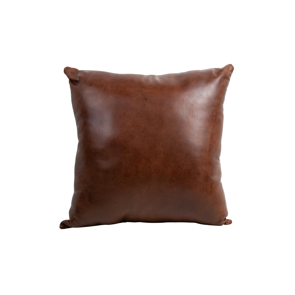Cojín De Piel Café Suave Al Tacto | Decoración Artesanal 50x50 cm